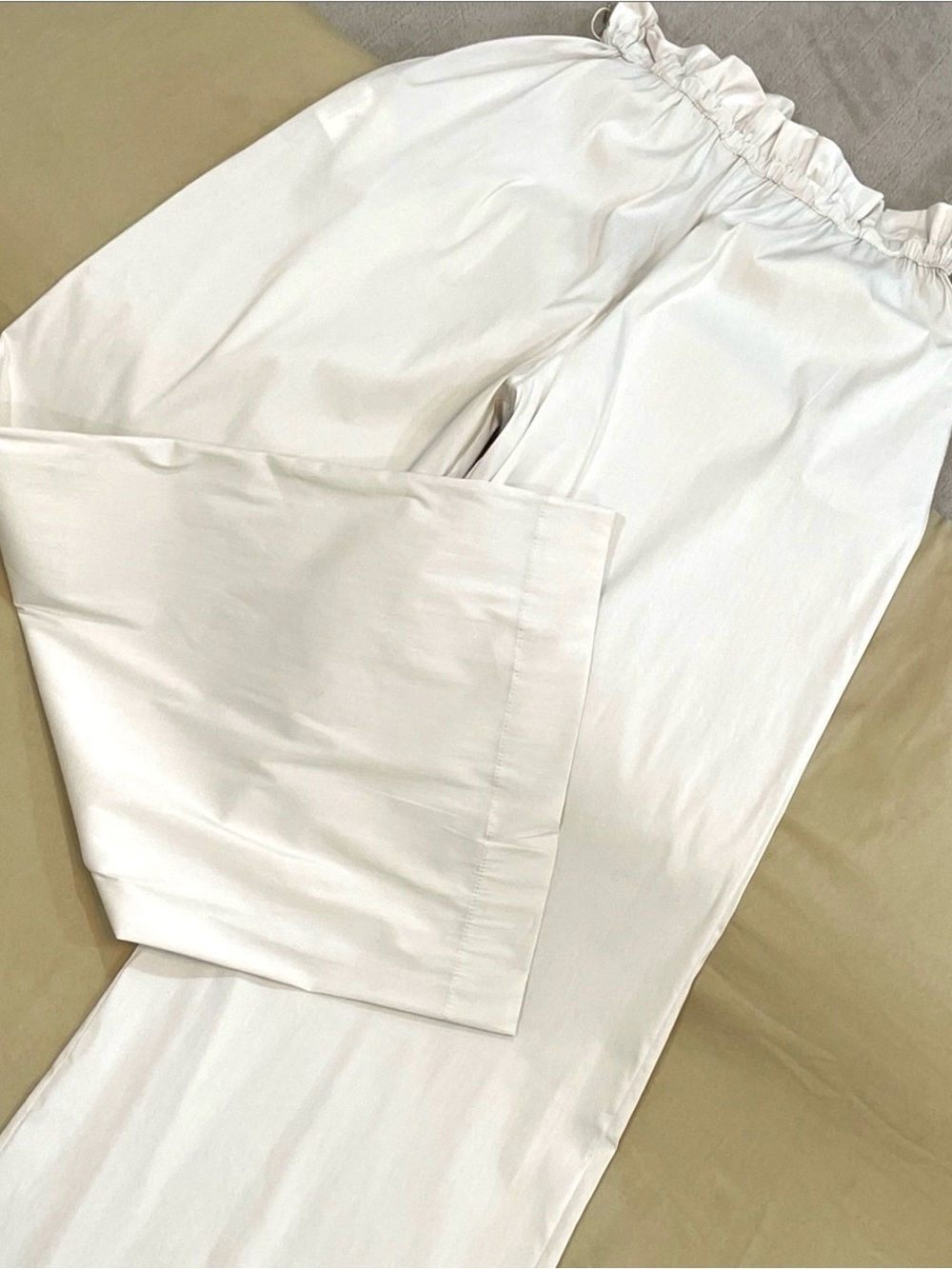 DEVOTION TWINS Theano Tan Drawstring Waist Wide-Leg Pants Sz M